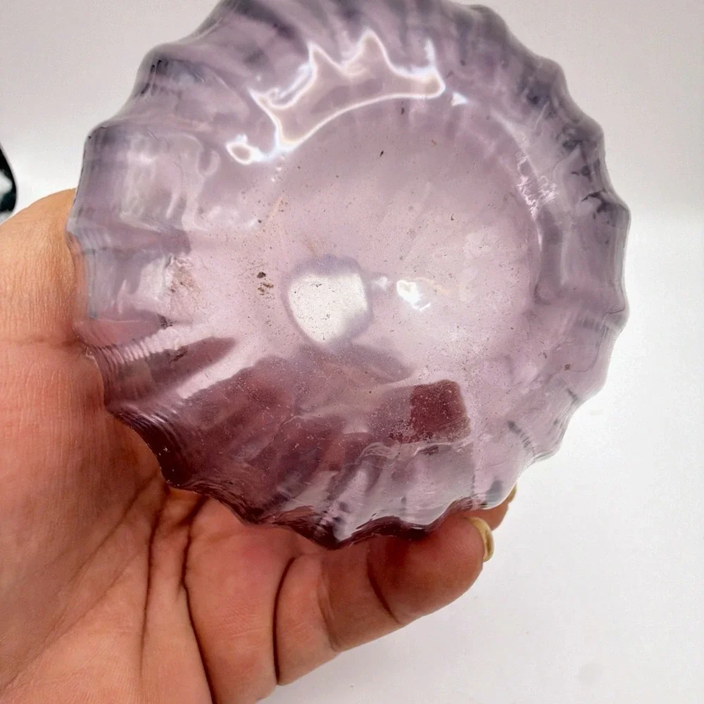 Vintage Purfume Bottle Purple Art Glass Fluted Scalloped Stopper